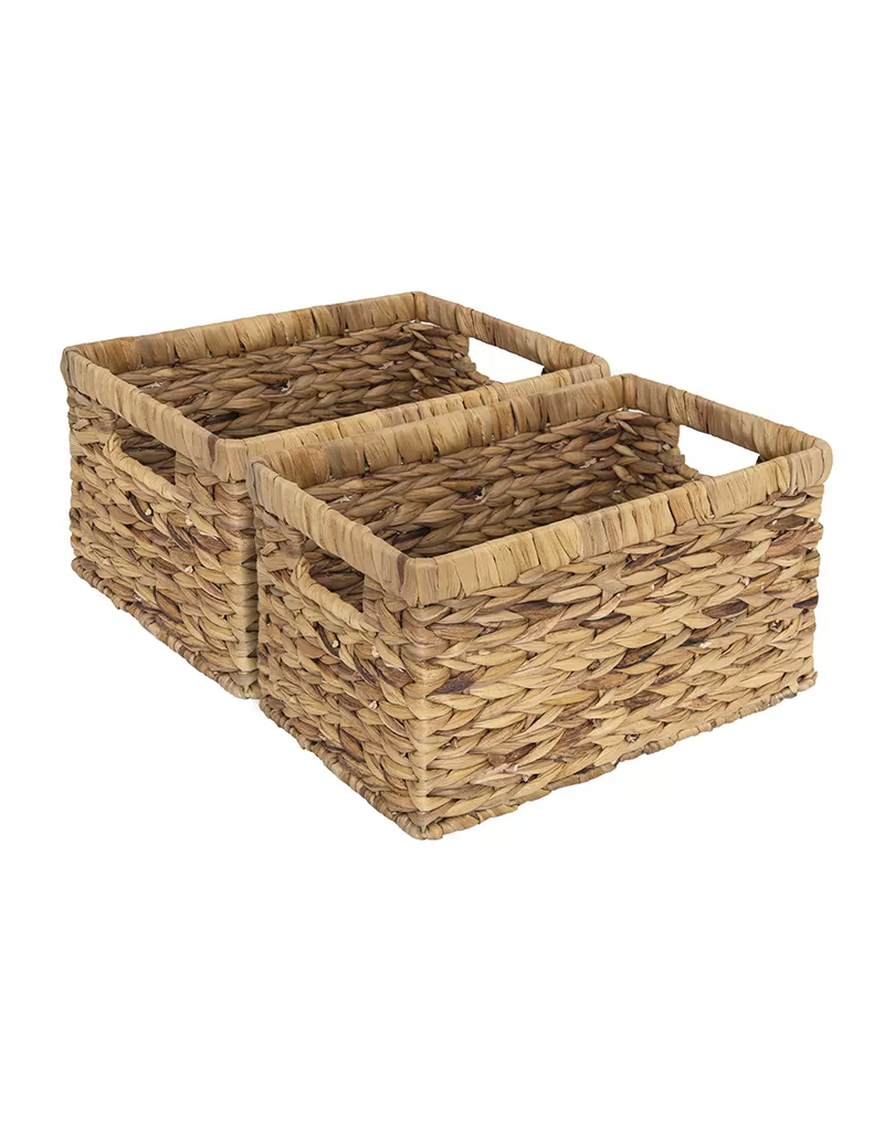 2pk 12.5L Hand-Woven Hyacinth Wicker Storage Baskets