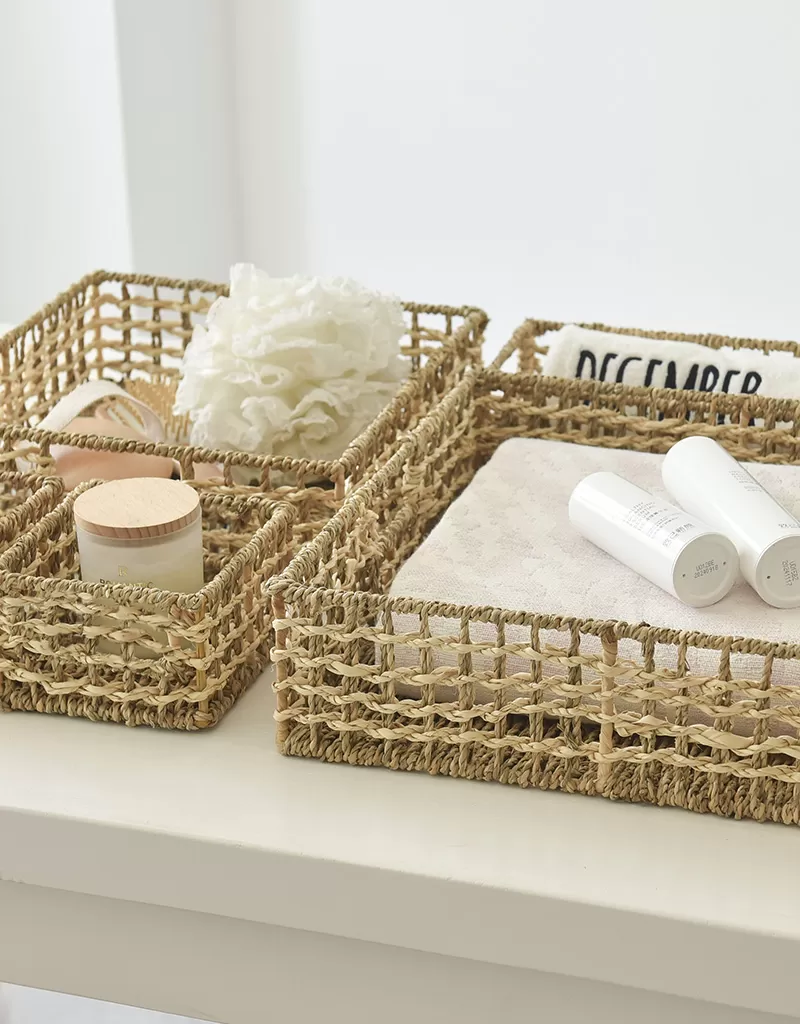 Set of 5pcs Natural Seagrass Storage Bin