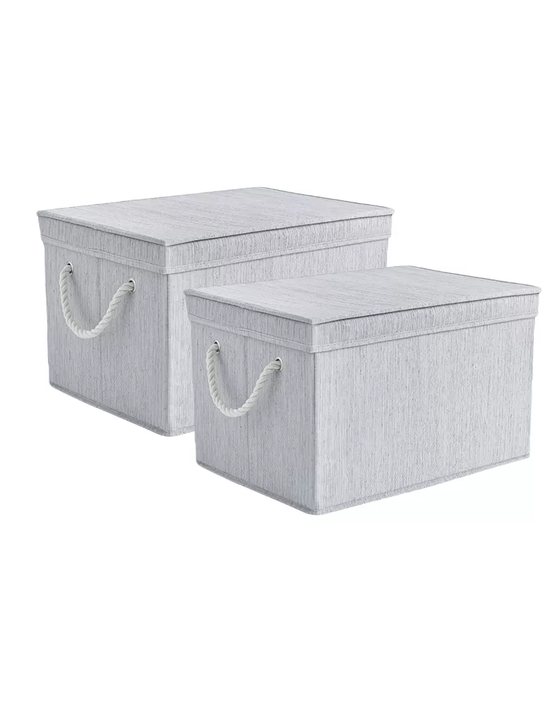 2pk 34L Foldable Organizing Storage Bin with Rope Handle and Lid