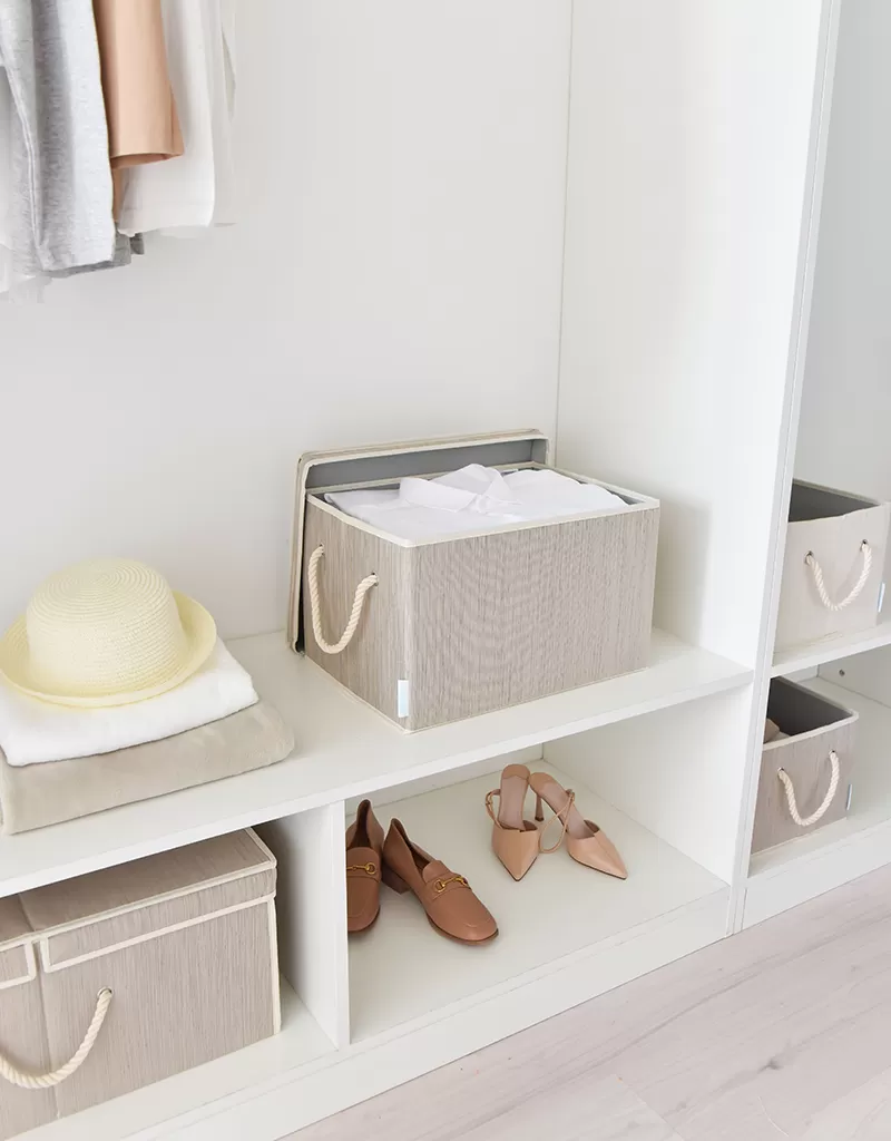 2pk 34L Foldable Organizing Storage Bin with Rope Handle and Lid