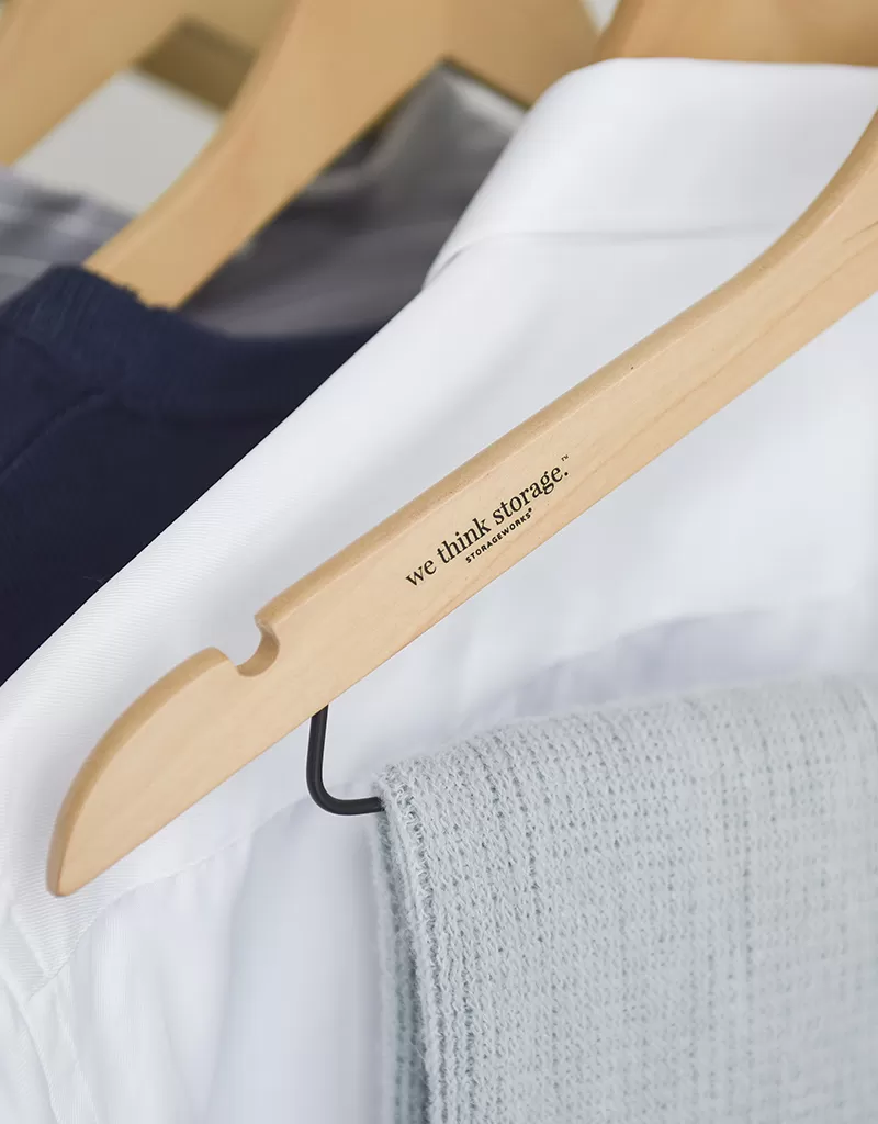 20pk Slim Wood Hanger with Lower Bar